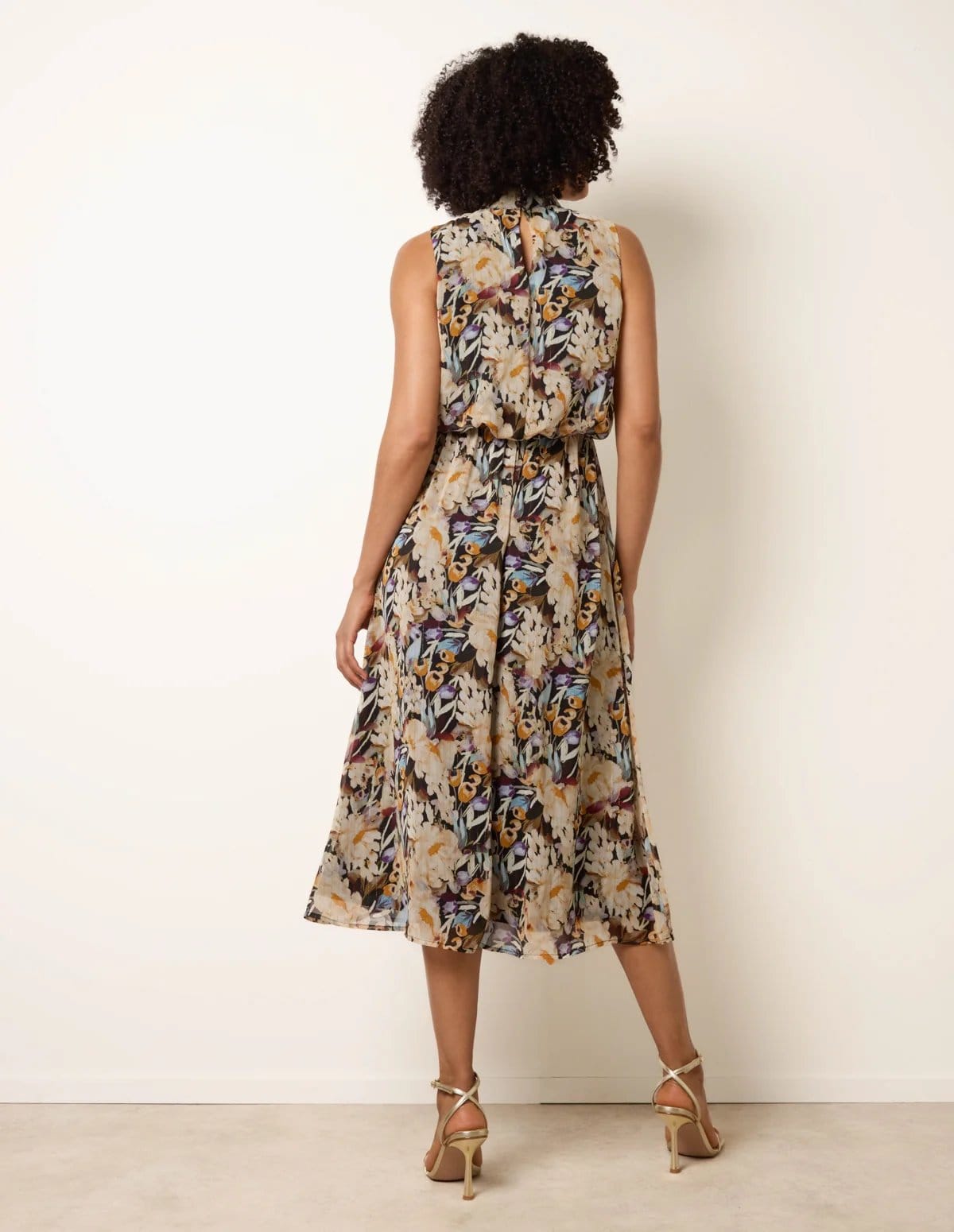Blue Vanilla Watercolour Printed Sleeveless Midi Dress - 4