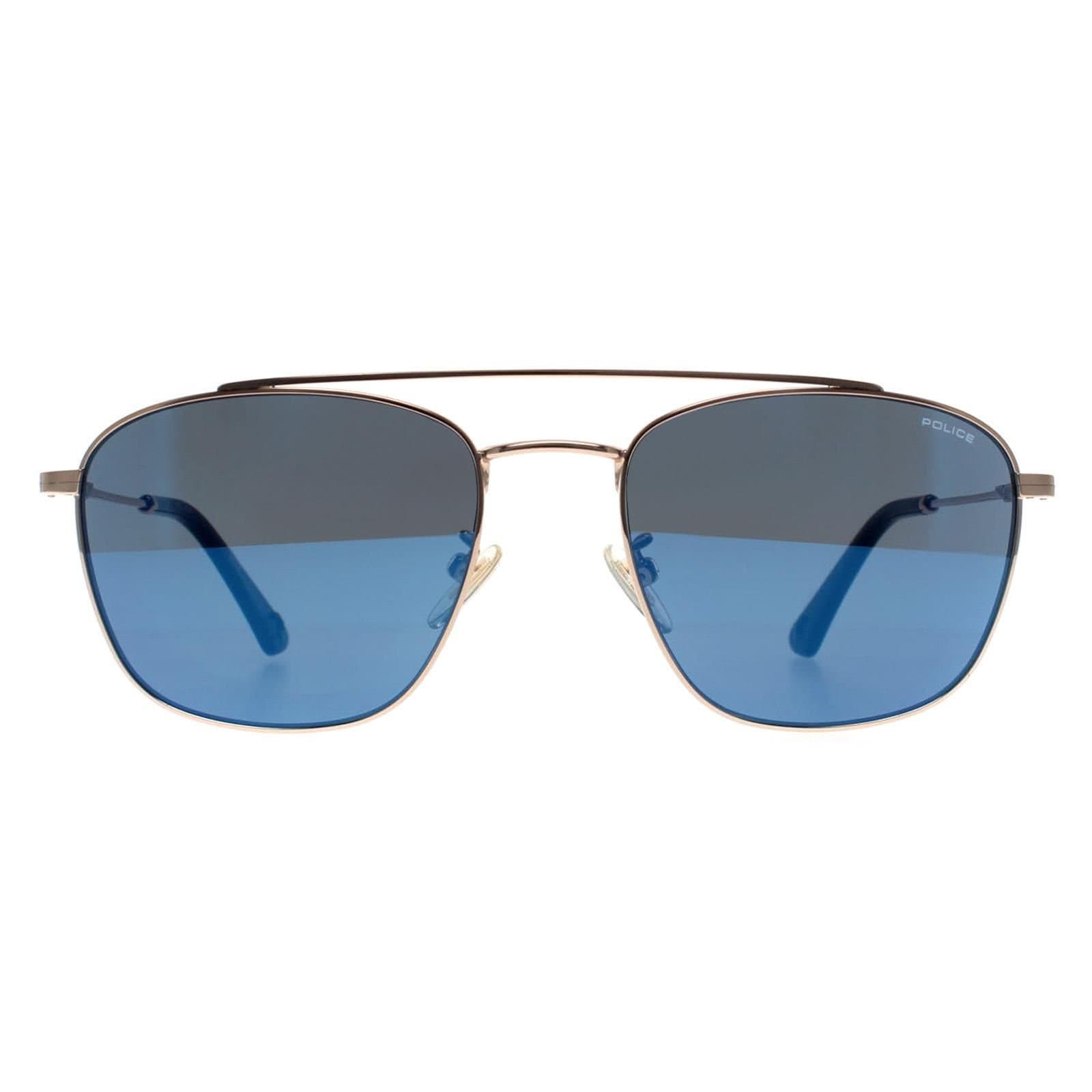 Police Police Men's Square Shiny Rose Gold Smoke Mirror Blue SPL996 Origins Lite 2