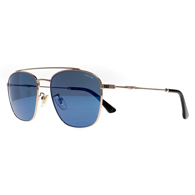 Police Police Men's Square Shiny Rose Gold Smoke Mirror Blue SPL996 Origins Lite 2 - 2