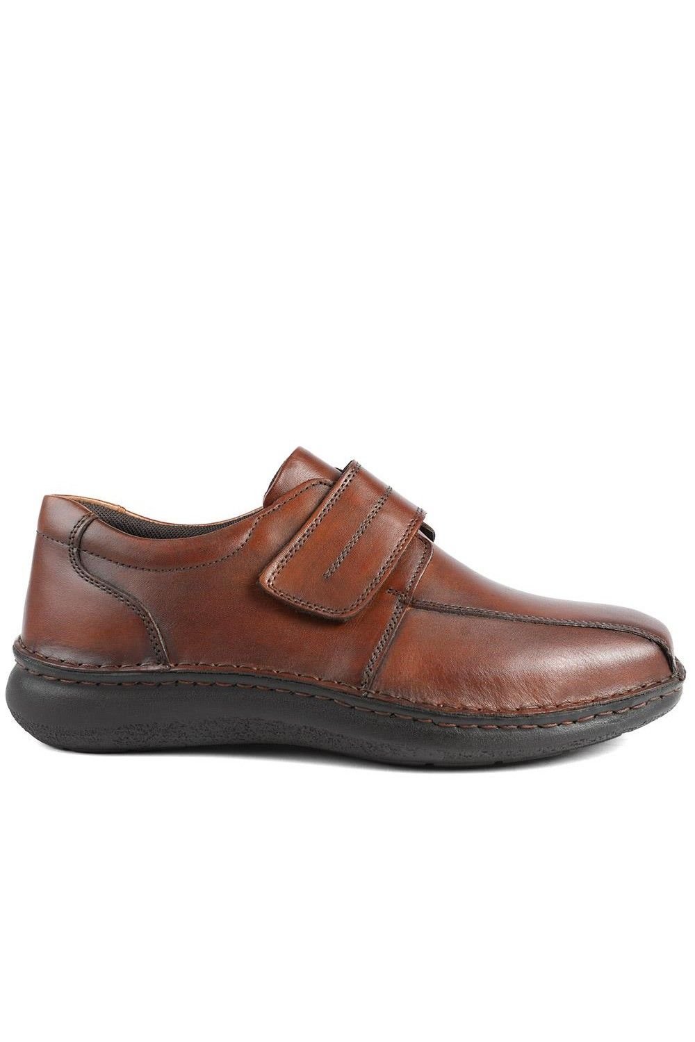 Pavers Pavers Men's Wide Fit Leather Smart Adjustable Fit Shoes in Brown - 2
