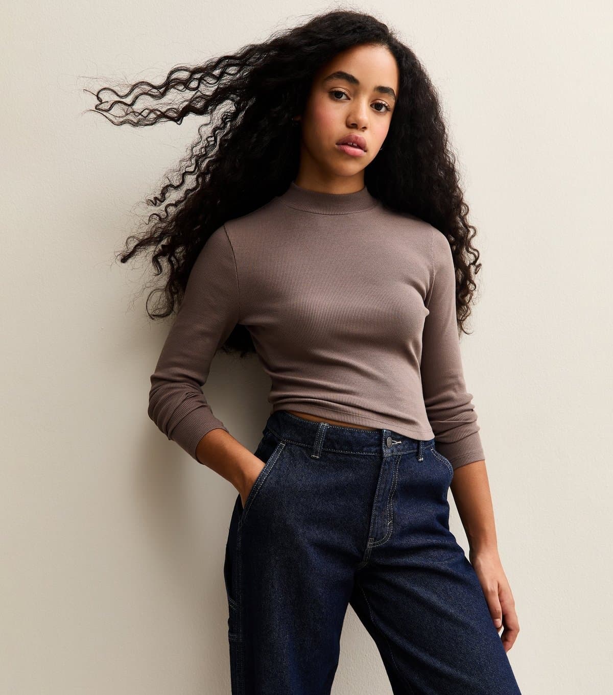 New Look New Look Mink Long Sleeve High Neck Top