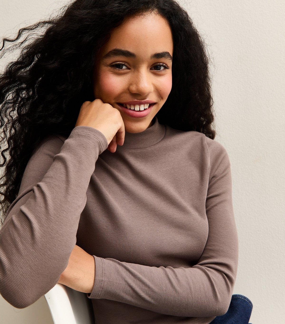 New Look Girls' Mink Long Sleeve High Neck Top New Look - 2