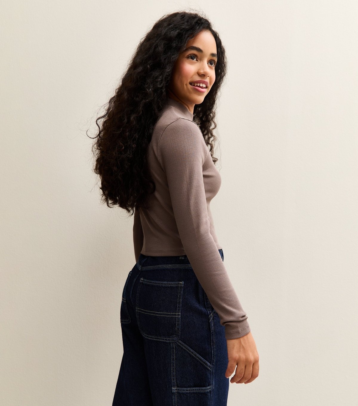 New Look Girls' Mink Long Sleeve High Neck Top New Look - 4