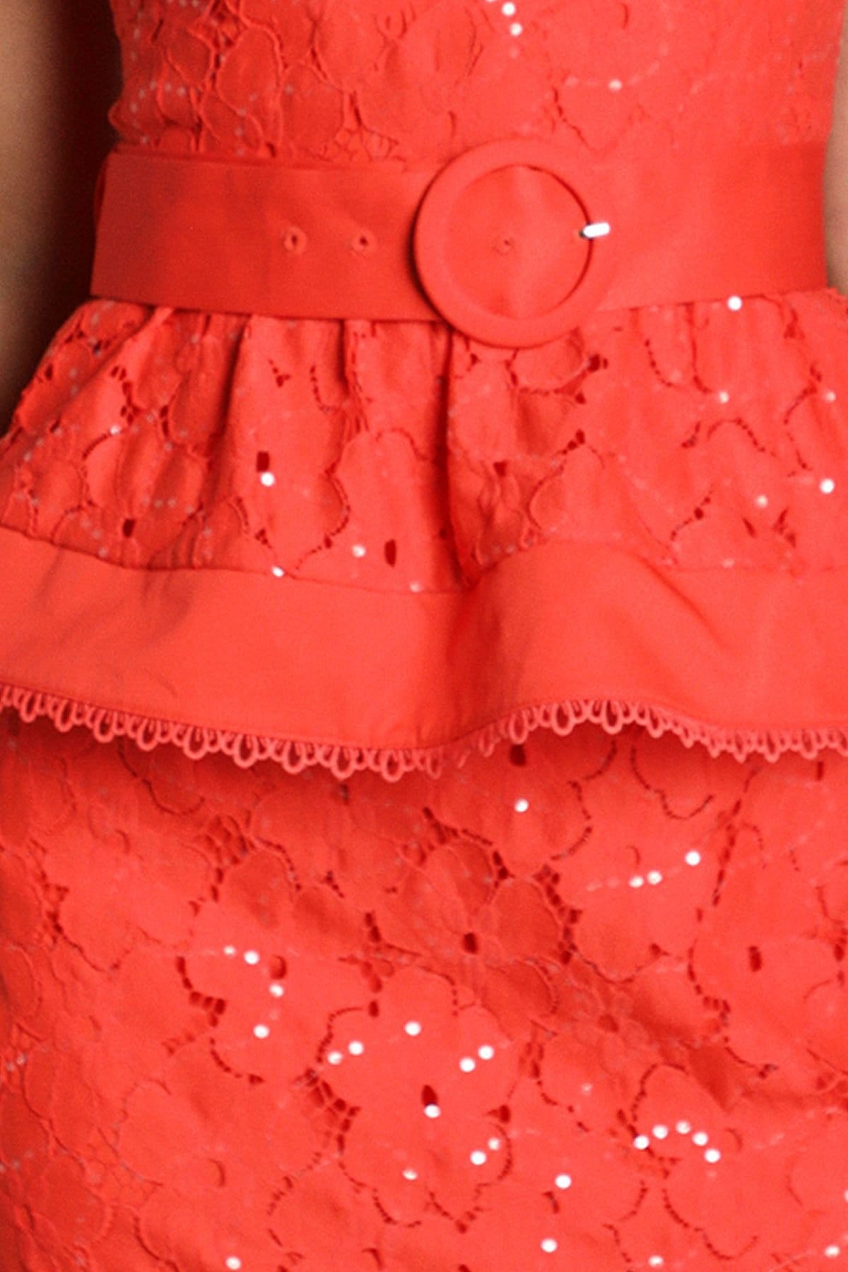 Coast Coast Women's Sequin Lace Midi Dress in Flame Red - 4