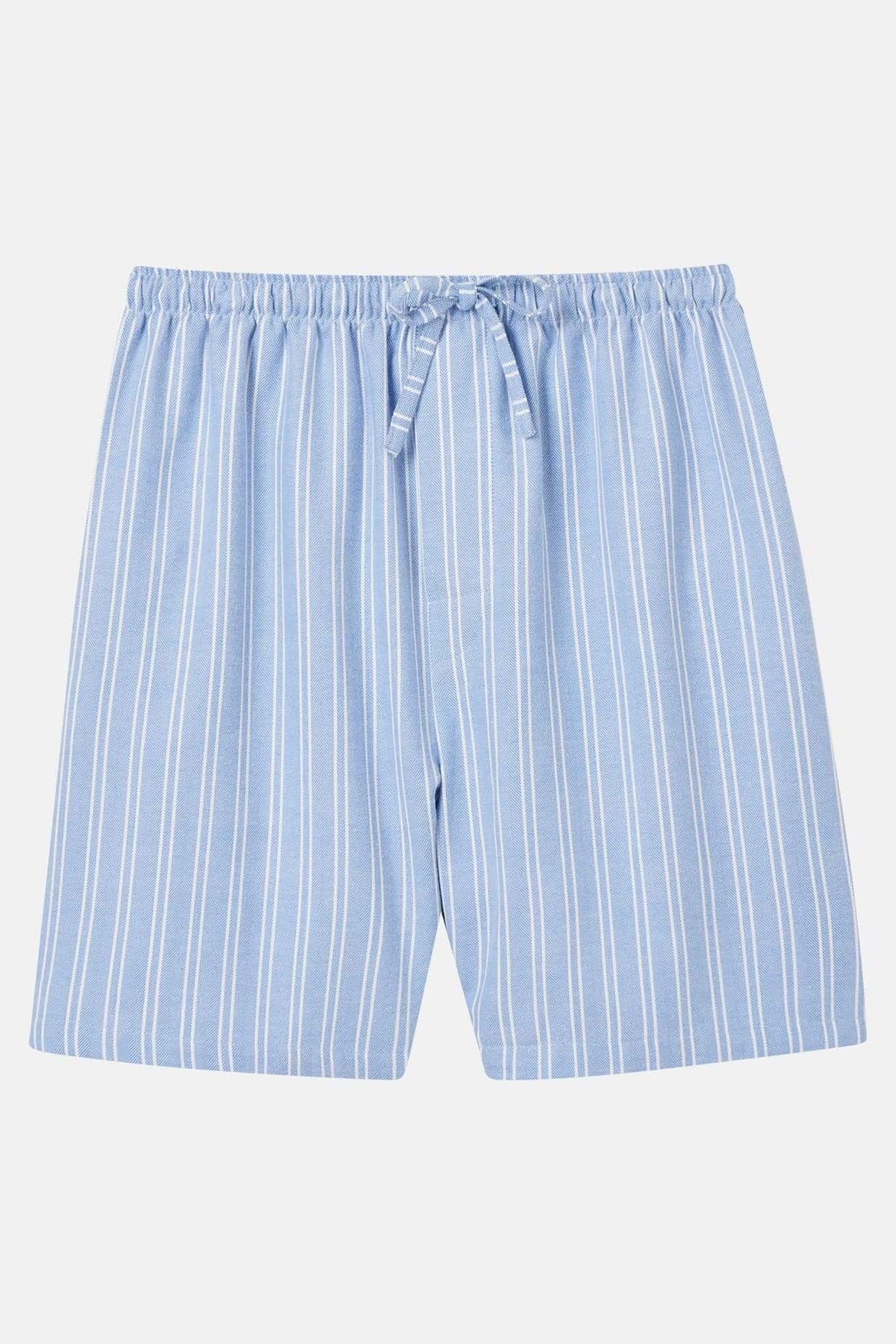 British Boxers British Boxers Men's "Westwood Blue" Stripe Brushed Cotton Sleep Shorts in Light Blue - 4