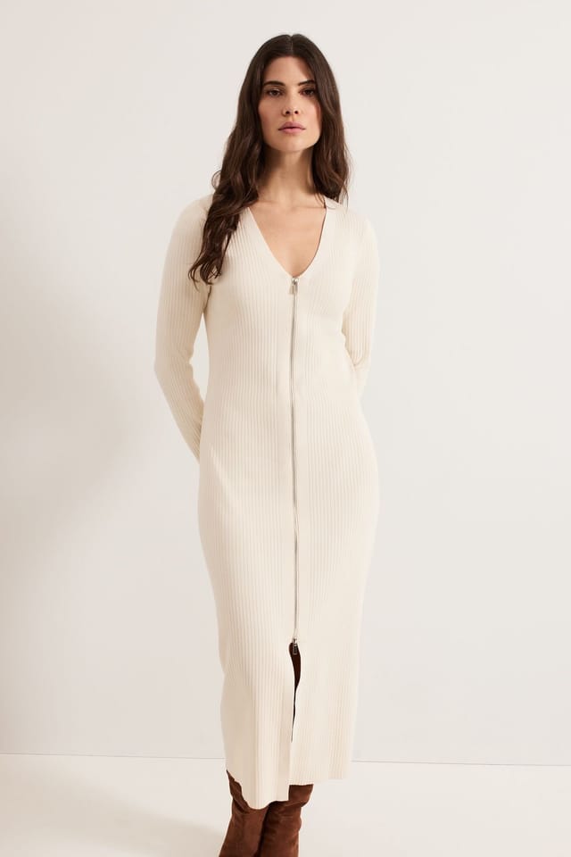 Phase Eight Phase Eight Women's Ella Ribbed Knit Dress in Light Beige - 3