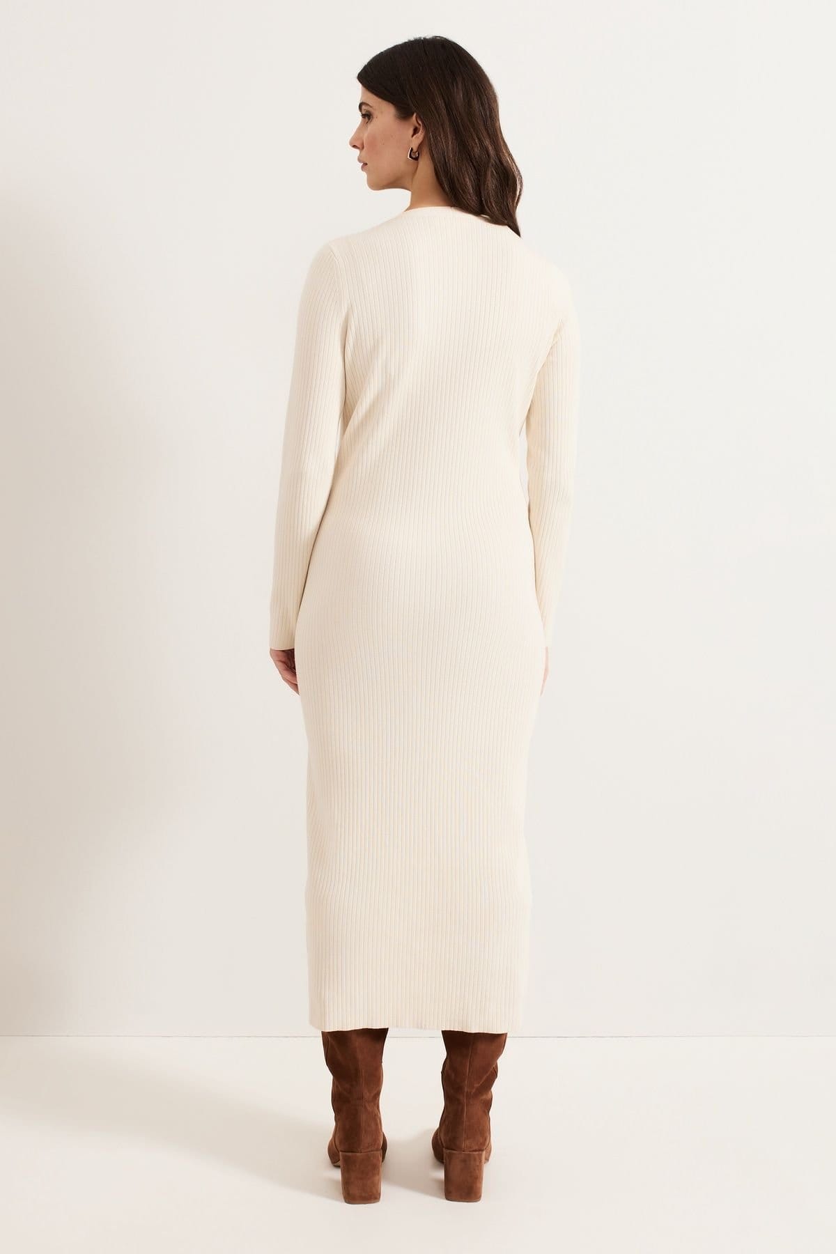 Phase Eight Phase Eight Women's Ella Ribbed Knit Dress in Light Beige - 4