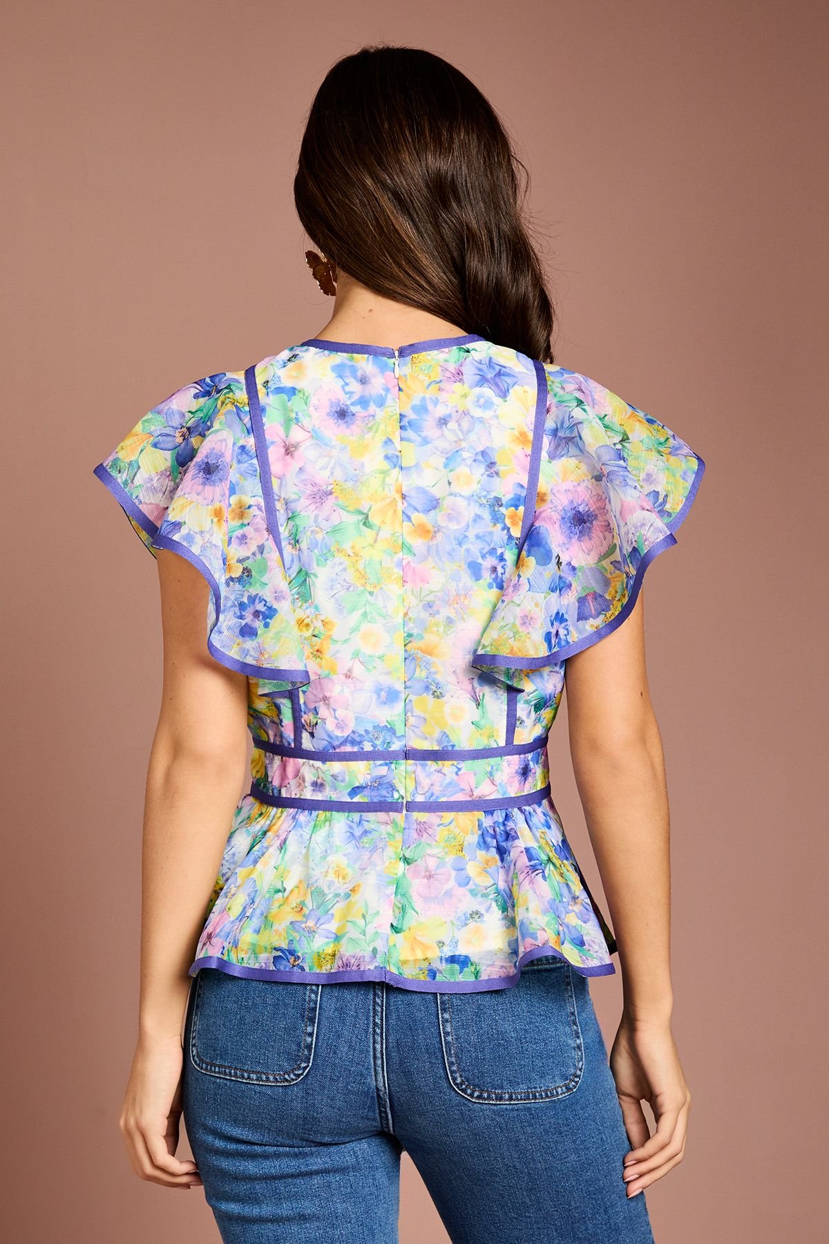 Coast Coast Women's Printed Frill Sleeve Organza Blouse - 3