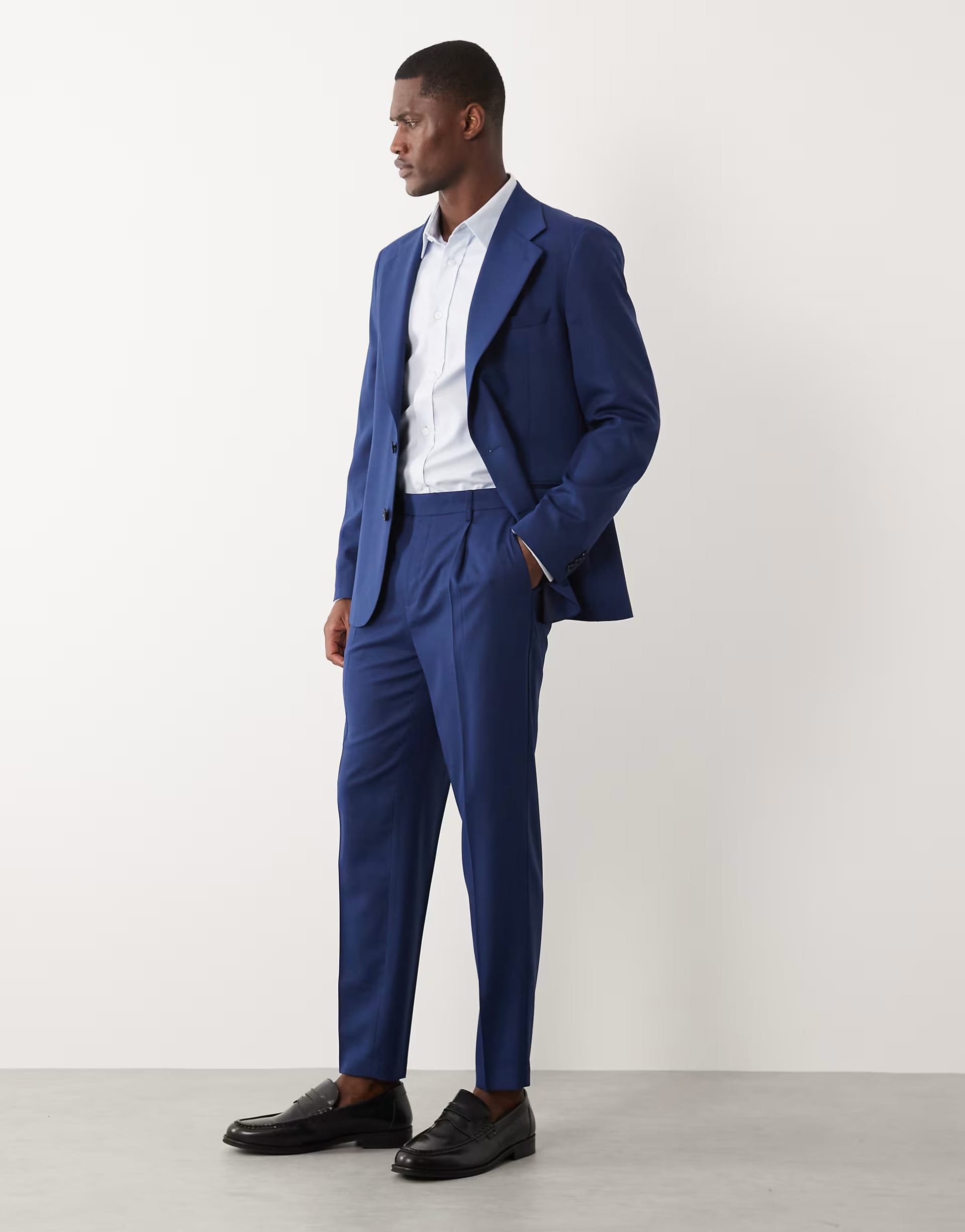 ASOS Navy Wool Tailored Suit Trousers