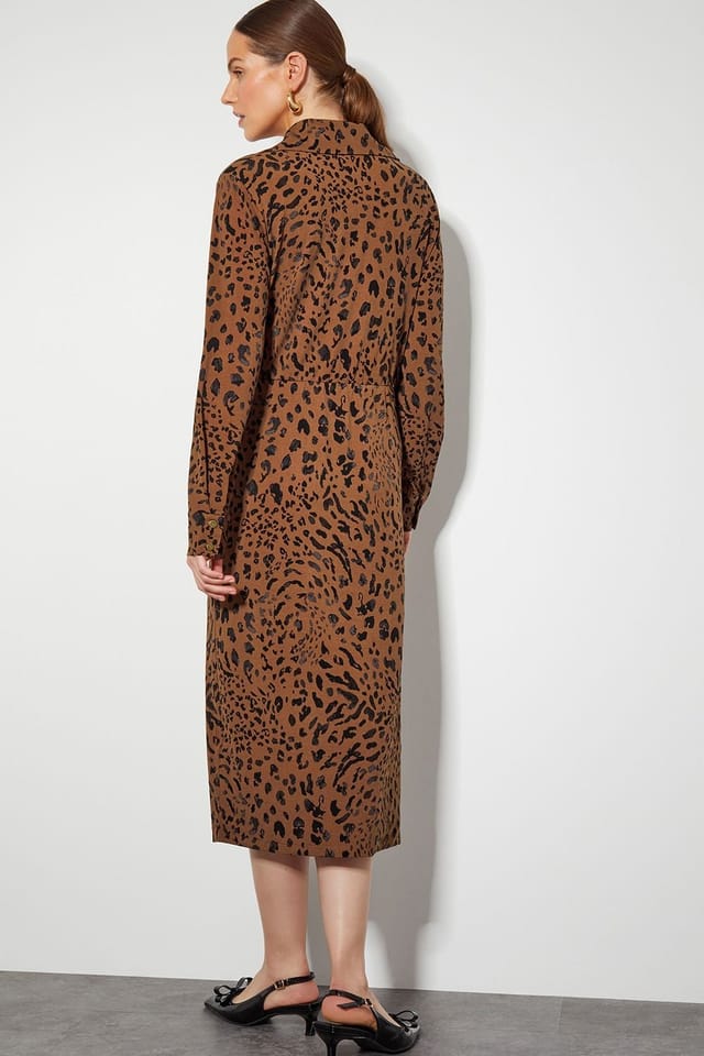 Monsoon Monsoon Women's Aubrey Jersey Leopard Print Dress in Brown - 3