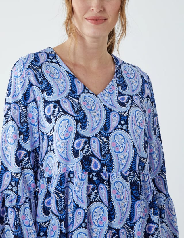 Blue Vanilla Paisley V Neck Midi Dress - 3