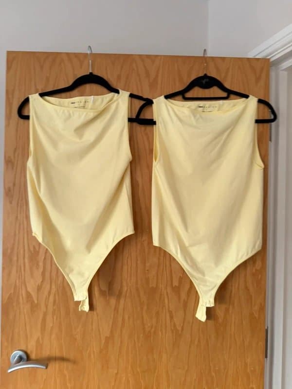 ASOS 2x Butter Yellow Bodysuits - Size L