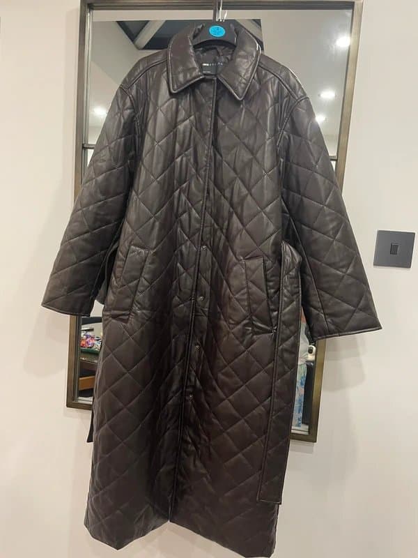 ASOS Ladies asos brown faux leather long coat.