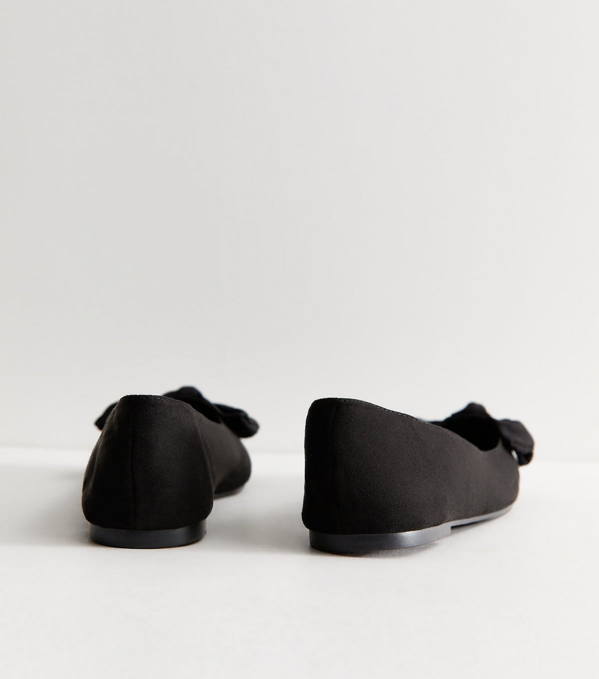 New Look Women's Wide Fit Black Faux Suede Bow Ballet Flats Vegan New Look - 4