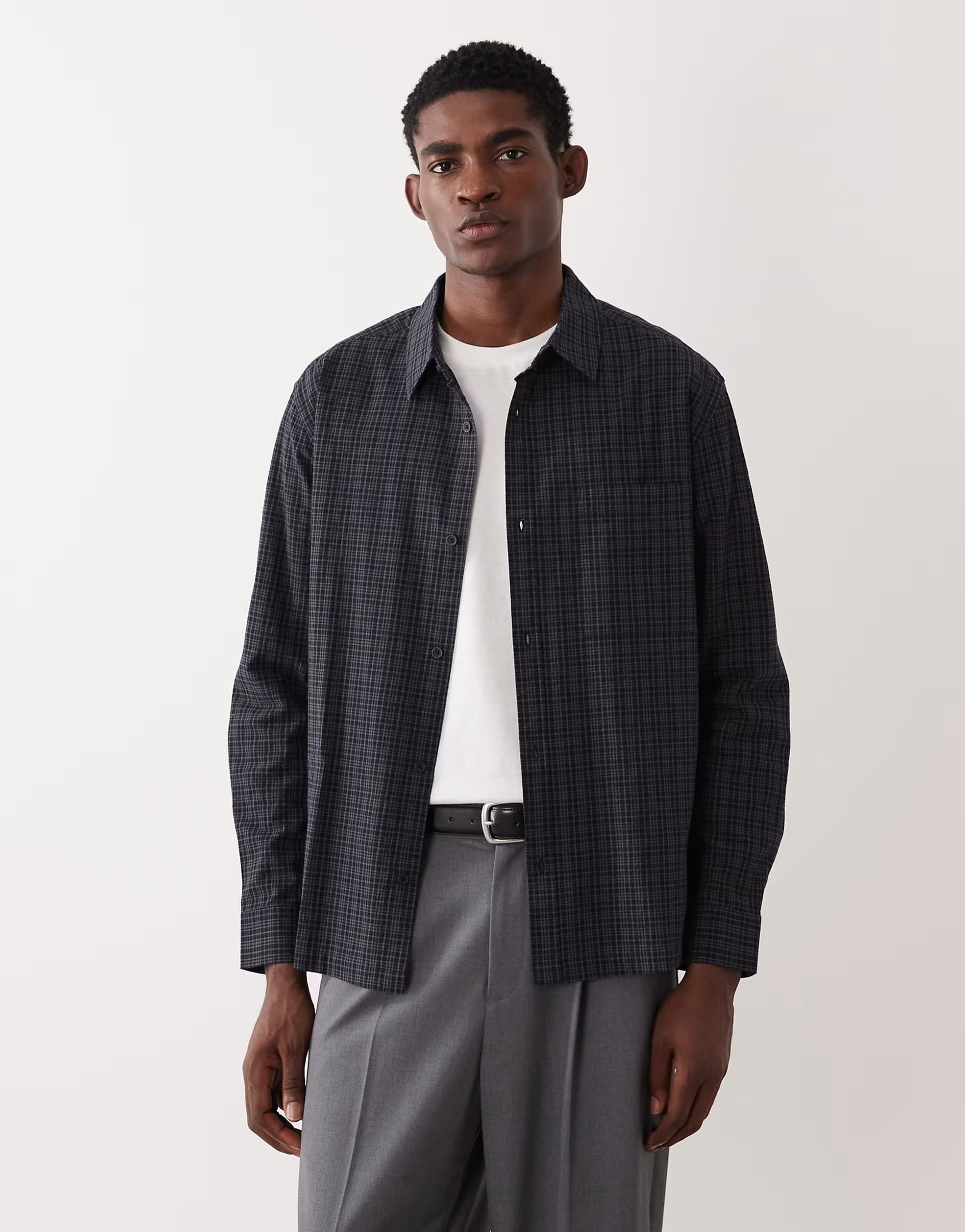 ASOS ASOS DESIGN relaxed check shirt in black
