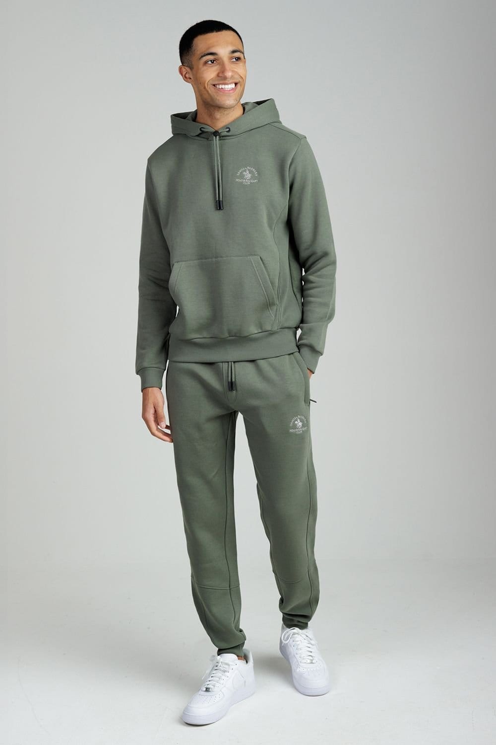 Santa Barbara Polo & Racquet Club Santa Barbara Polo & Racquet Club Men's Cotton Rich Pullover Hoodie with Drawstring & Kangaroo Pocket in Khaki - 4