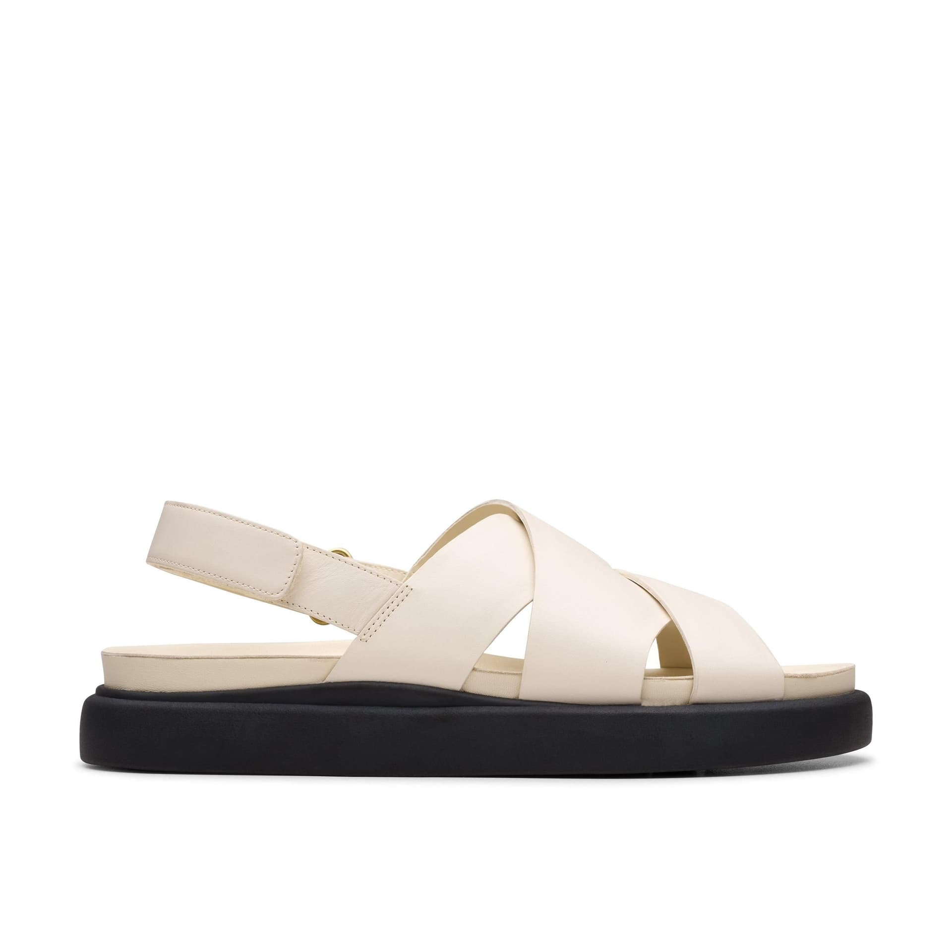 Clarks Clarks Women's Aristella Sun Cream Leather Flat Sandals in White