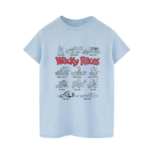 Wacky Races Wacky Races Men's Car Lineup T-Shirt in Baby Blue - 2