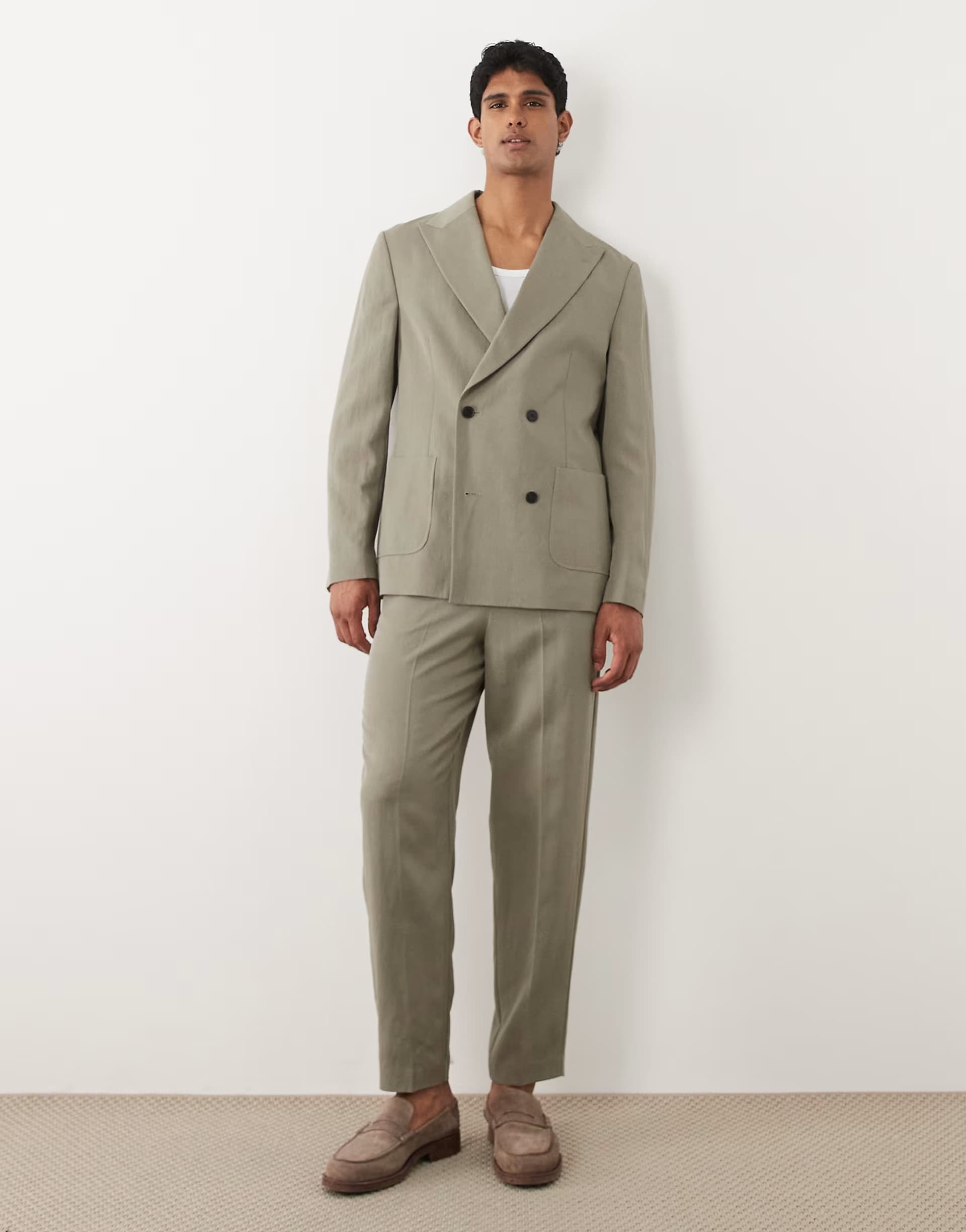 ASOS ASOS DESIGN relaxed tapered suit trousers in dark green