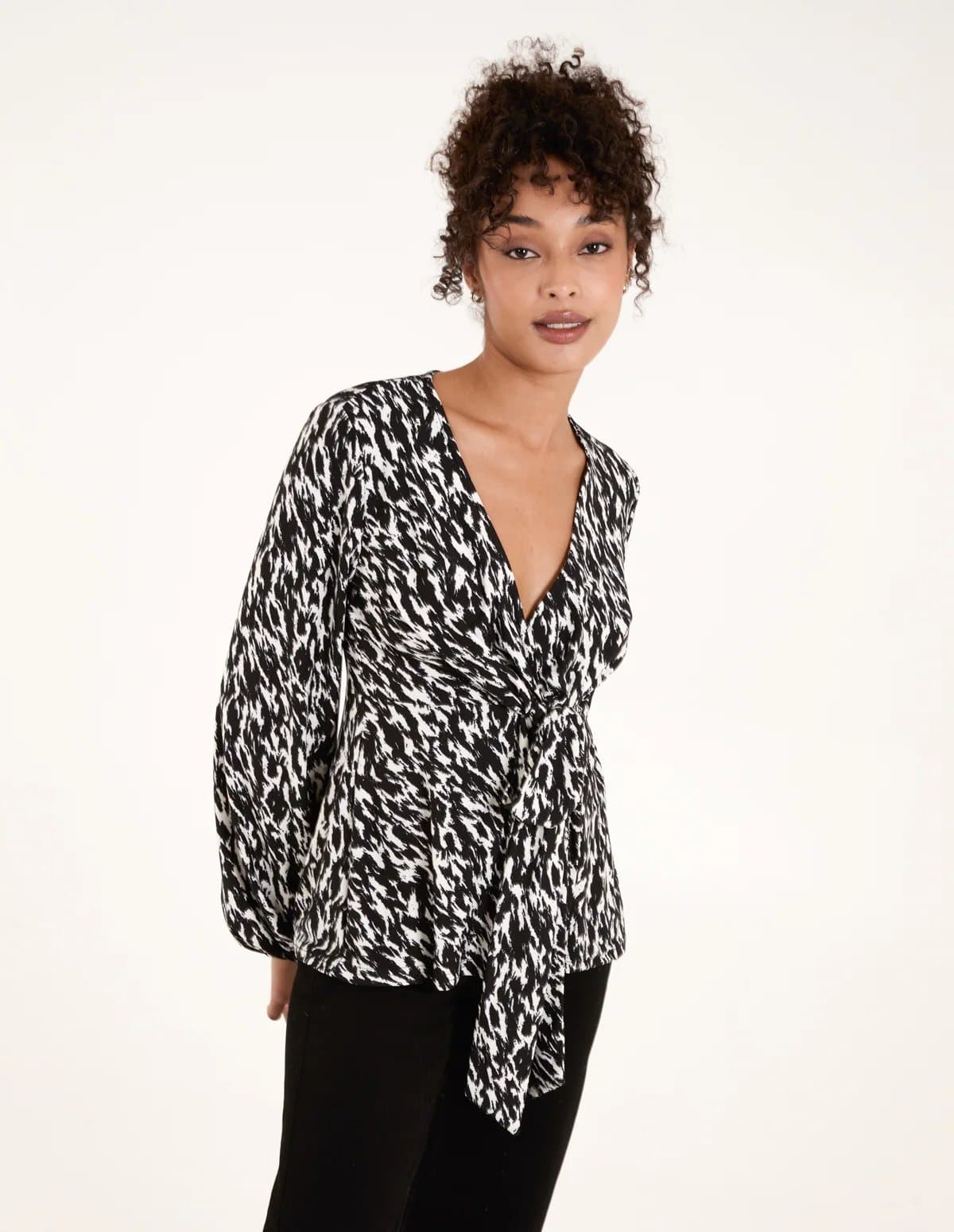 Blue Vanilla Wrap Front Tie Back Top