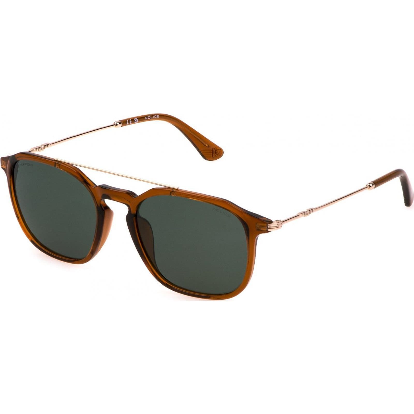 Police Police Men's SPLL76-53D67P Square/Rectangle Sunglasses in Brown