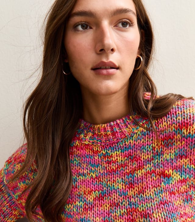 Sunshine Soul Women's Bright Pink Multicoloured Balloon Sleeve Jumper Sunshine Soul New Look - 2