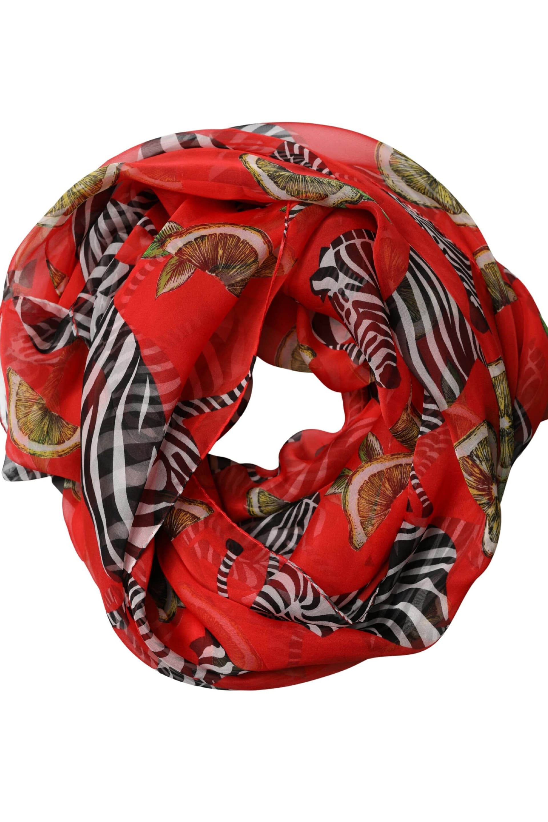 Dolce & Gabbana Dolce & Gabbana Women's Zebra Print Silk Wrap Shawl Stole Scarf in Coral