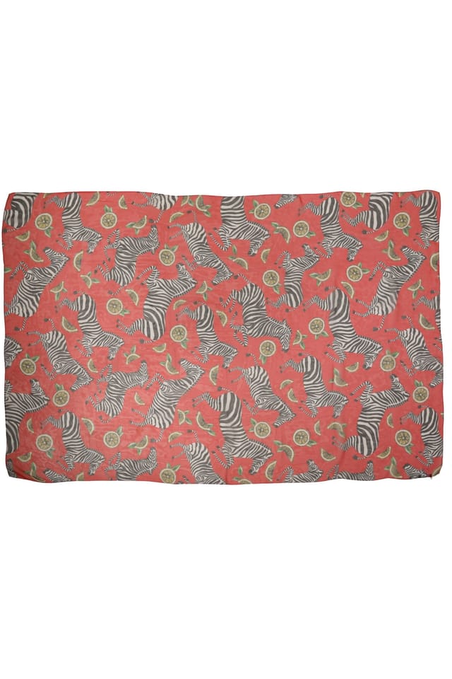 Dolce & Gabbana Dolce & Gabbana Women's Zebra Print Silk Wrap Shawl Stole Scarf in Coral - 2