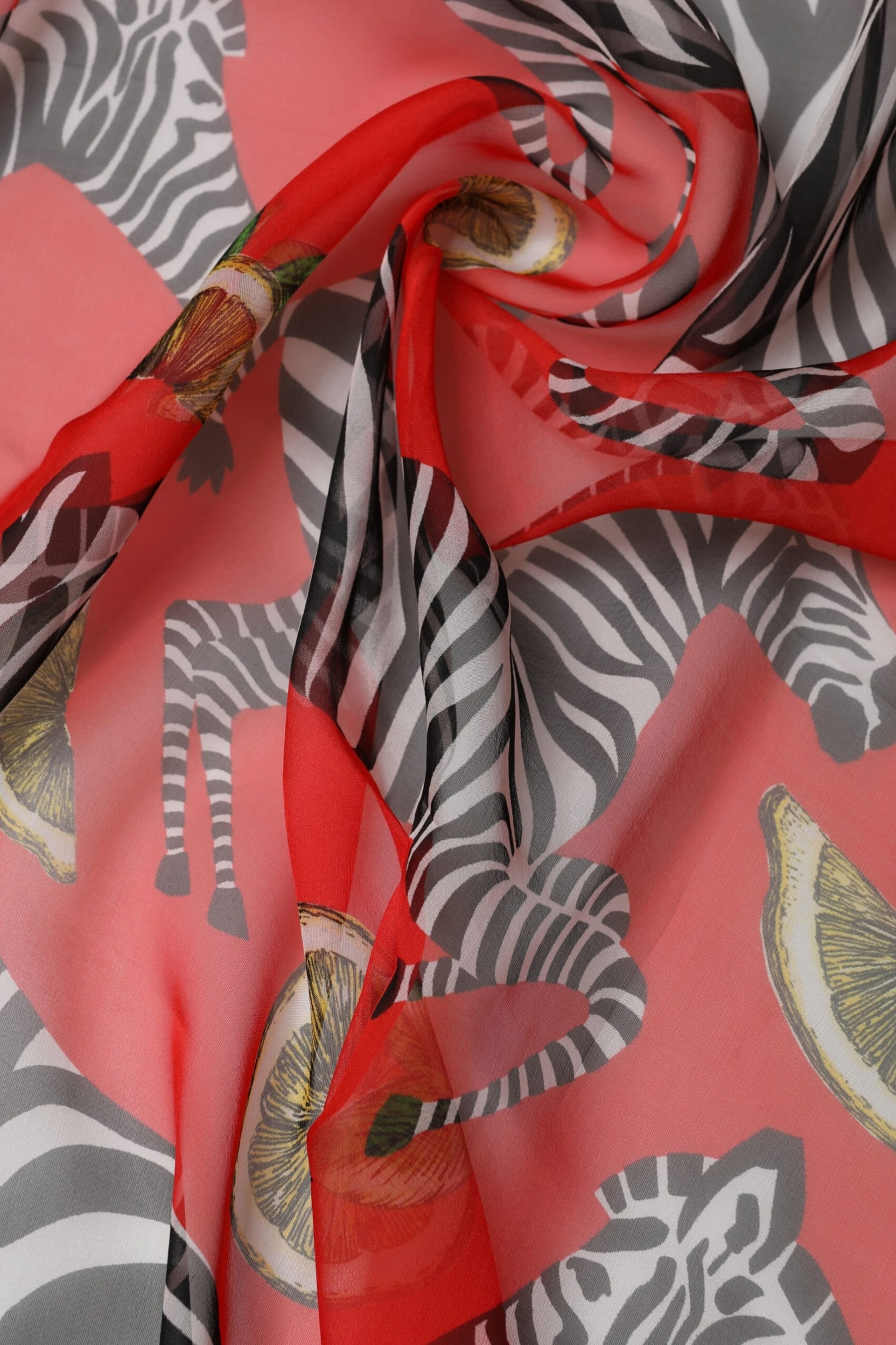 Dolce & Gabbana Dolce & Gabbana Women's Zebra Print Silk Wrap Shawl Stole Scarf in Coral - 4