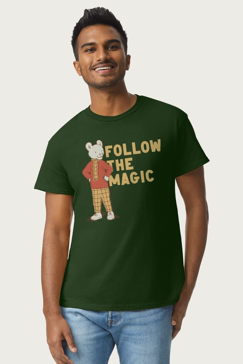 Rupert Bear Rupert Bear Men's Follow The Magic Adventure T-Shirt in Bottle Green