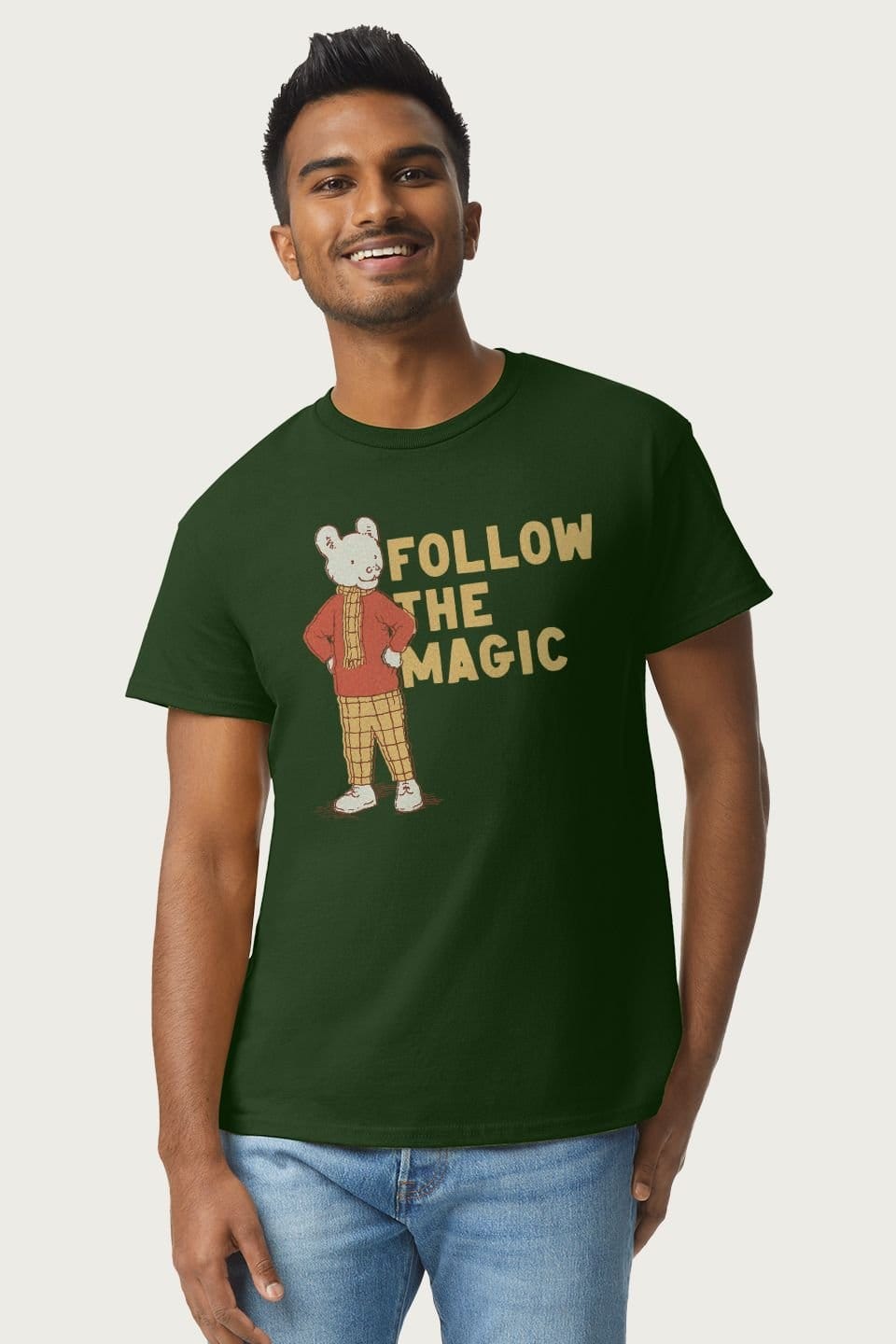 Rupert Bear Rupert Bear Men's Follow The Magic Adventure T-Shirt in Bottle Green - 1