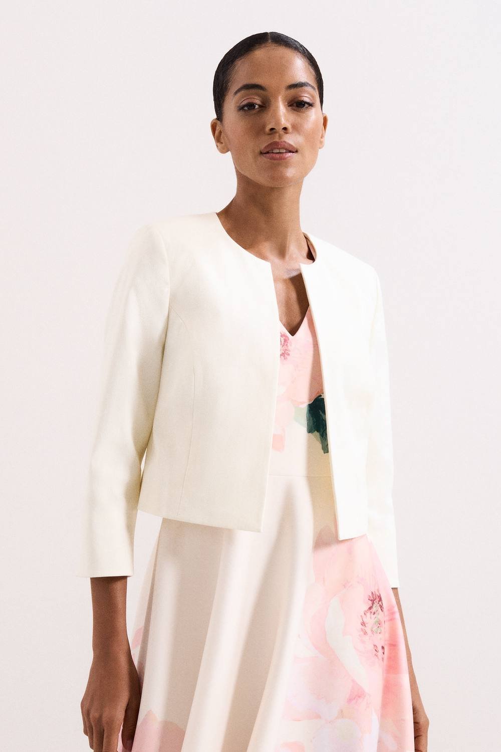 Phase Eight Phase Eight Women's Cropped Round Neck Jacket in Off-White - 3