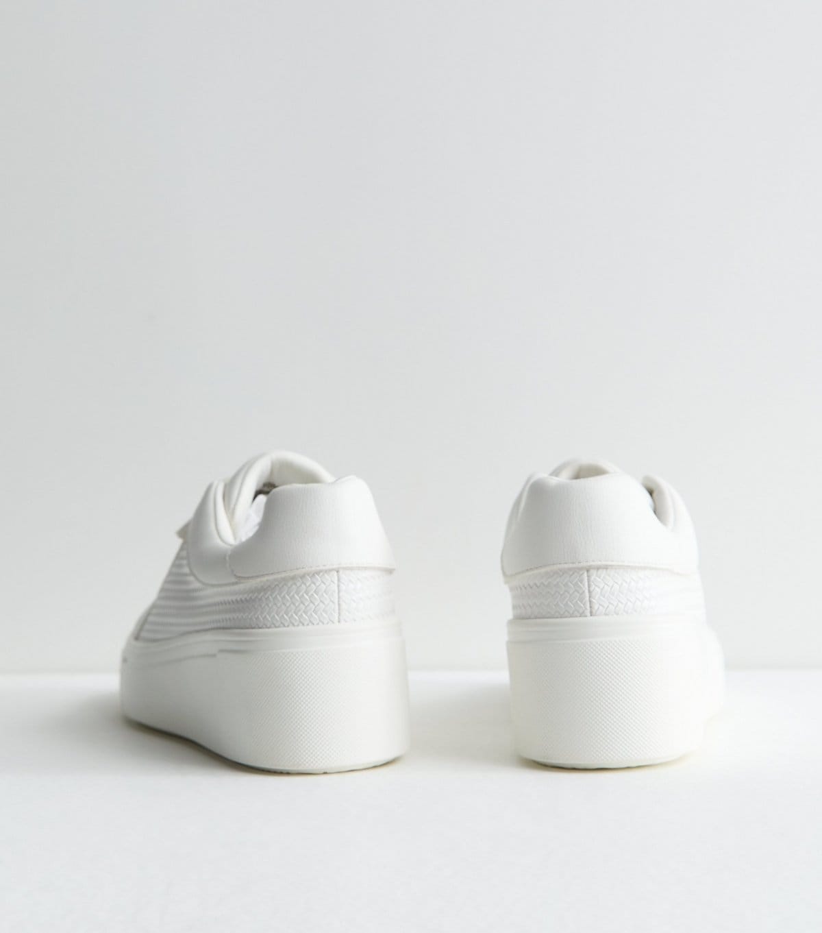 New Look Women's White Faux Leather Zip Top Wedge Trainers Vegan New Look - 4