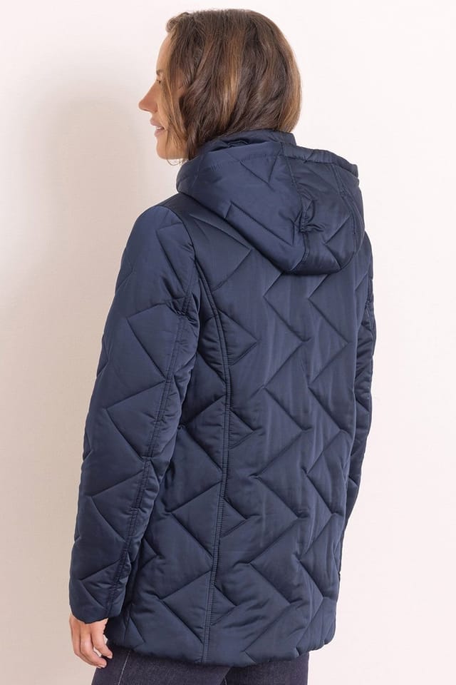 Anna Rose Anna Rose Women's Hooded Zig Zag Quilted Coat in Navy - 3