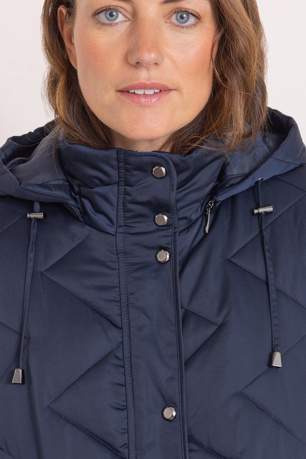 Anna Rose Anna Rose Women's Hooded Zig Zag Quilted Coat in Navy - 4