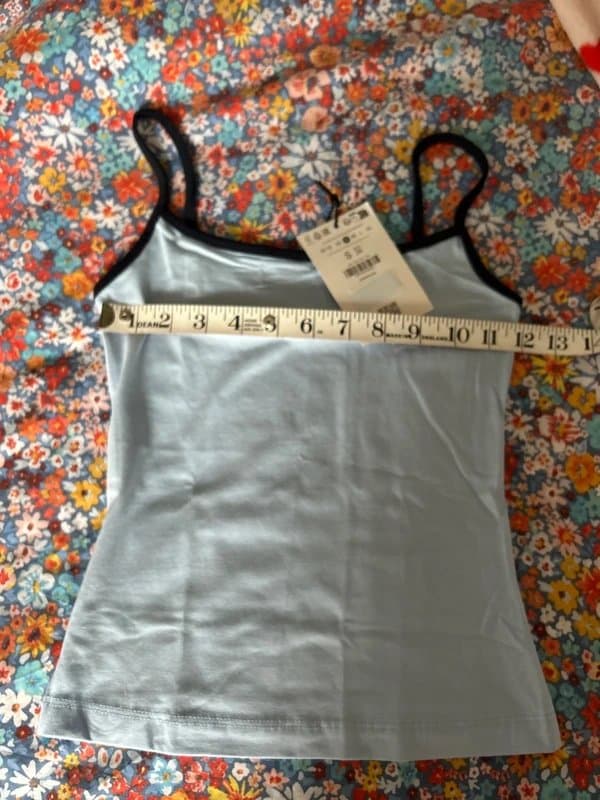 Bershka Bershka size S pale blue navy edge vest cami top