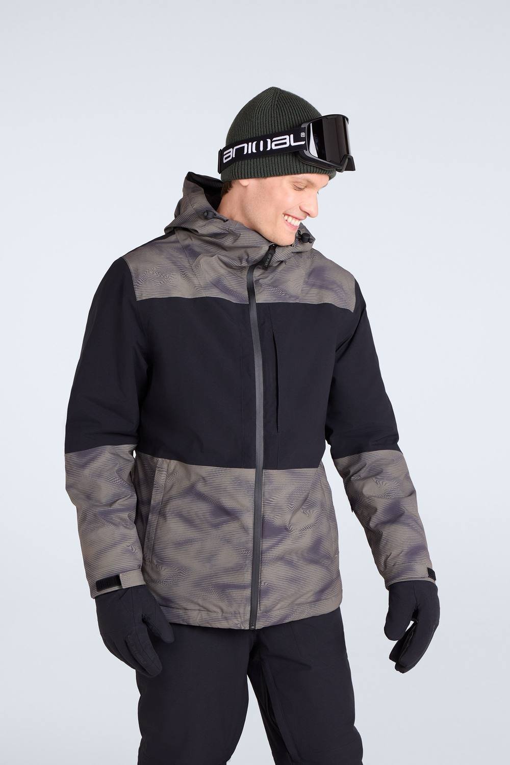 Animal Animal Men's 'Cruise' Water Resistant Lift Pass Pocket Adjustable Hood Snow Jacket in Khaki - 2