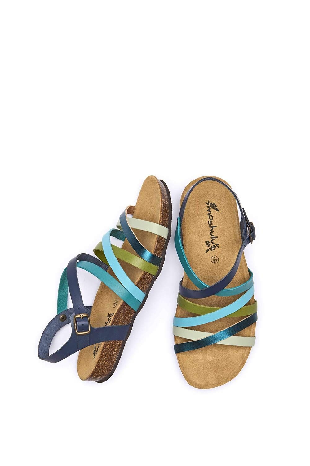 Moshulu Moshulu Women's 'Ginger Ale' Strappy Cork Footbed Sandals in Teal - 2