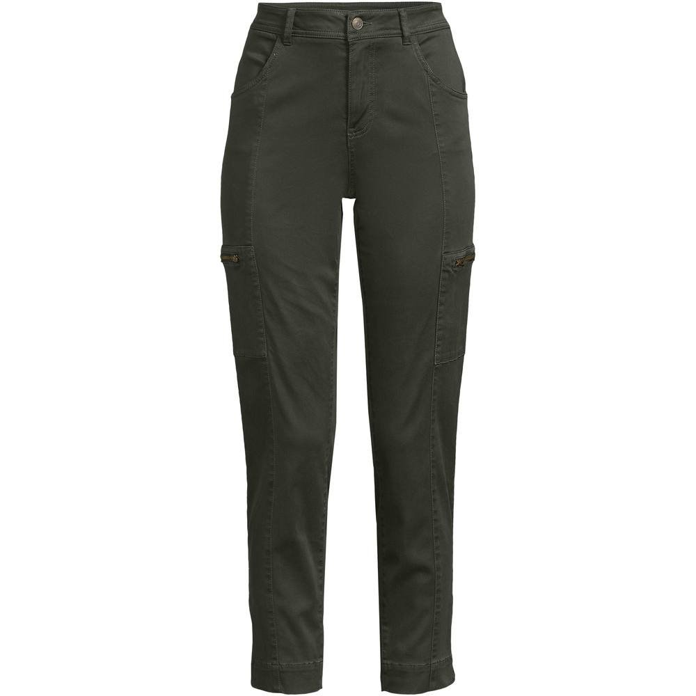lands end Lands' End Women's Petite 7/8 Slim Leg Cargo Chinos in Dark Green - 4