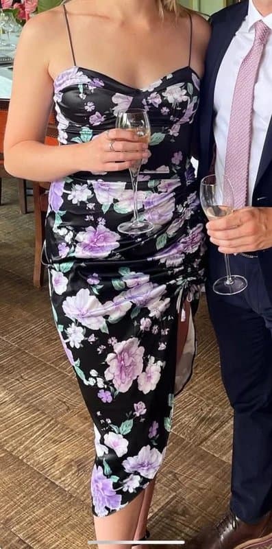 ASOS Design Black floral asos midi dress