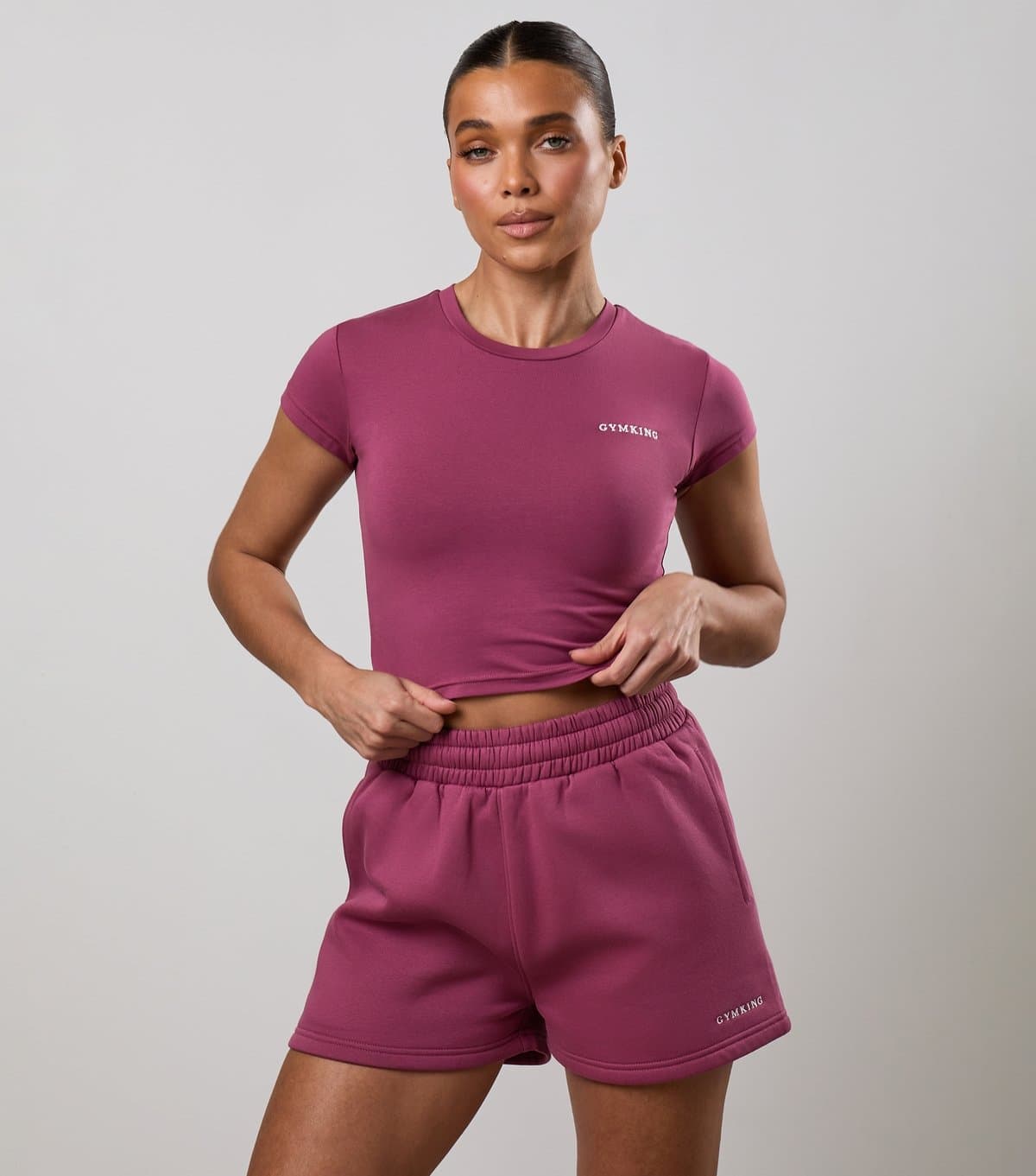 Gym King Women's  Light Burgundy Fitted Crop T-Shirt Gym King New Look