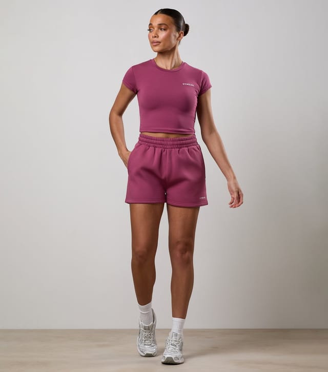 Gym King Women's Light Burgundy Fitted Crop T-Shirt Gym King New Look - 2