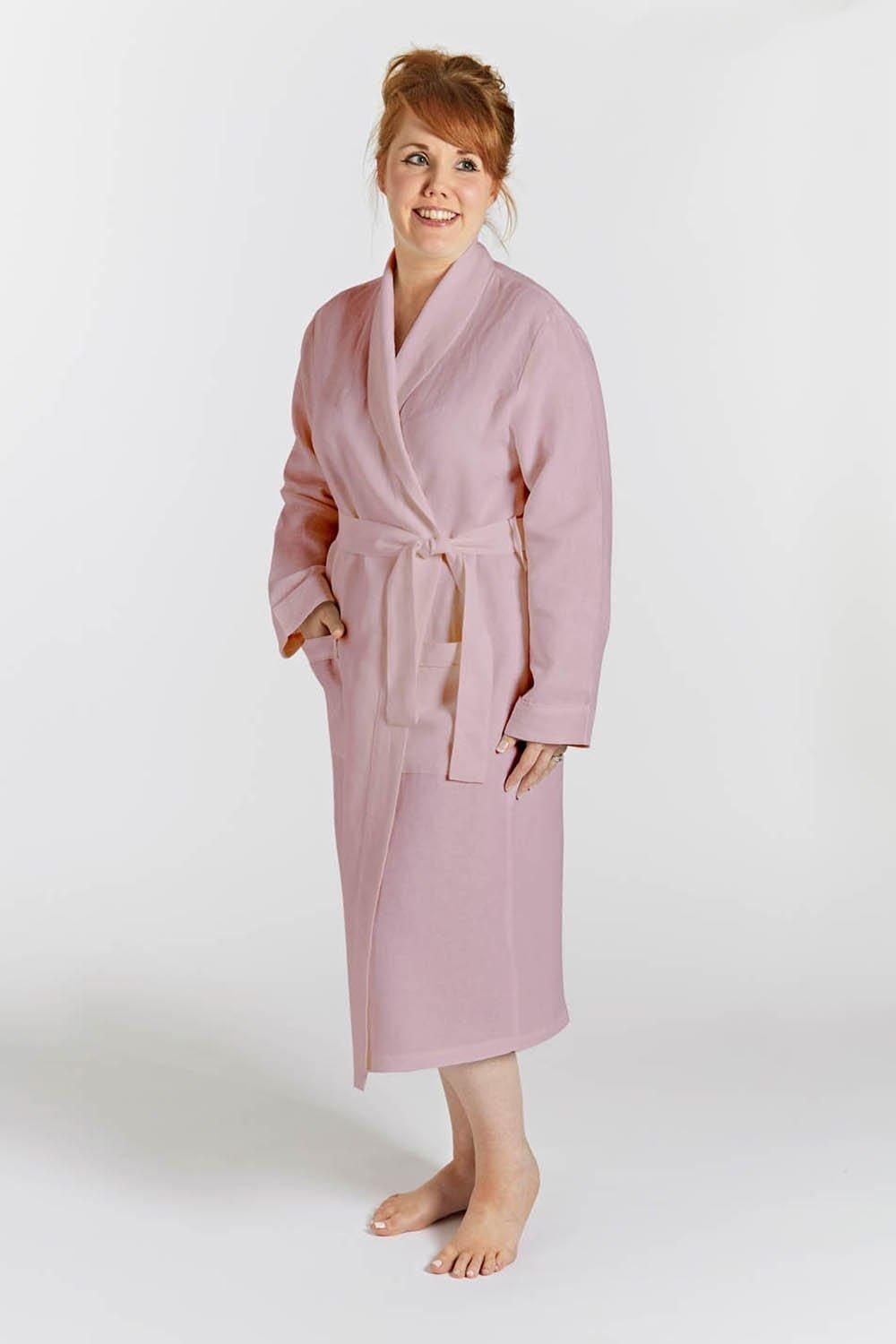 Lazy Linen Lazy Linen Women's 'Pure Washed Linen' Bathrobe in Pink - 2