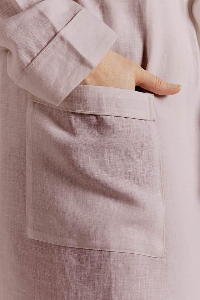 Lazy Linen Lazy Linen Women's 'Pure Washed Linen' Bathrobe in Pink - 3