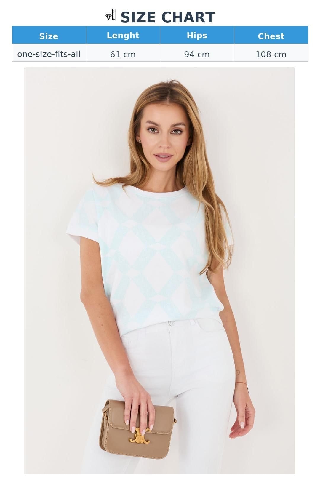 Love Lace Love Lace Women's Geometric Cotton Elastane Pullover Blouse in Mint - 4