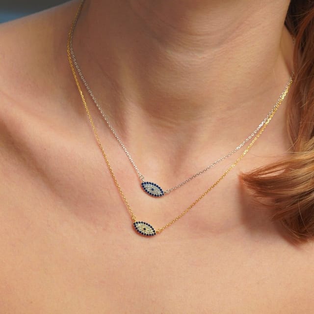 Gold Trip Gold Trip Women's Blue Lucky Evil Eye Necklace in Gold - 3