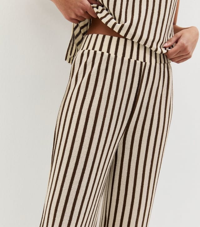 New Look Women's Brown Striped Soft Touch Trousers New Look - 2