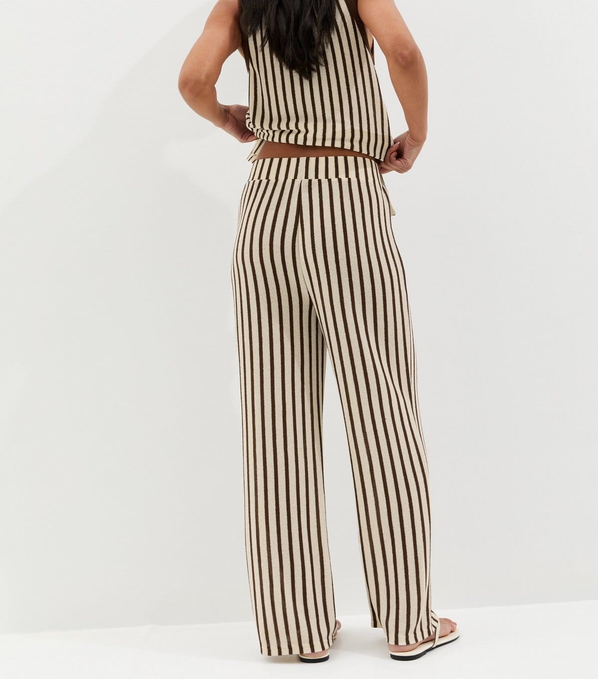 New Look Women's Brown Striped Soft Touch Trousers New Look - 4