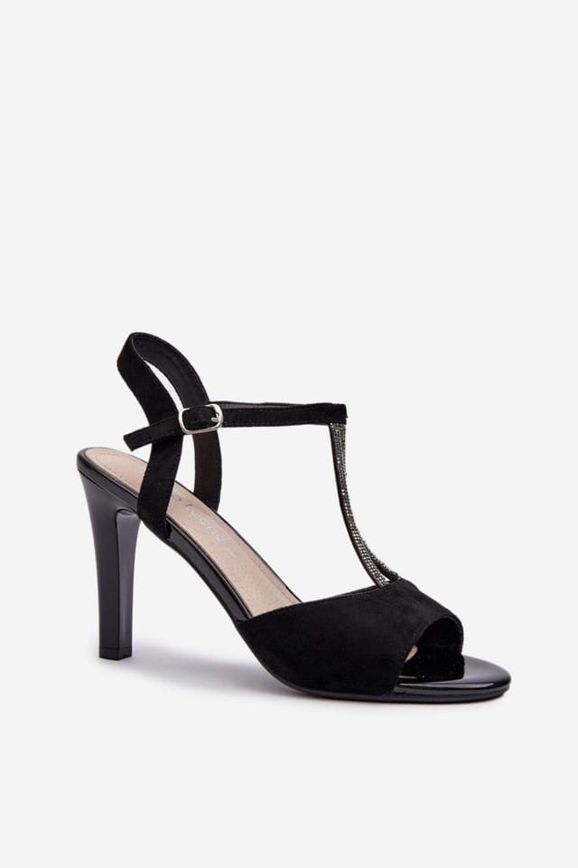 Love Lace Love Lace Women's Faux Suede Strappy Stiletto Heel Sandals for Elegant Comfort in Black - 2