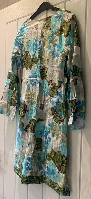 New Look Green Floral Sequin Cover-Up | Size 8
